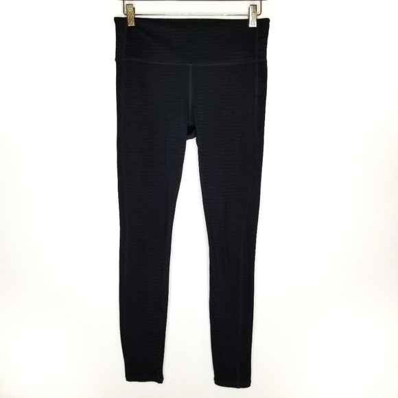 ATHLETA Horizontal Pinstripes‎ Black Ankle Lenght Legging Hi Rise Women's Small - Picture 1 of 12